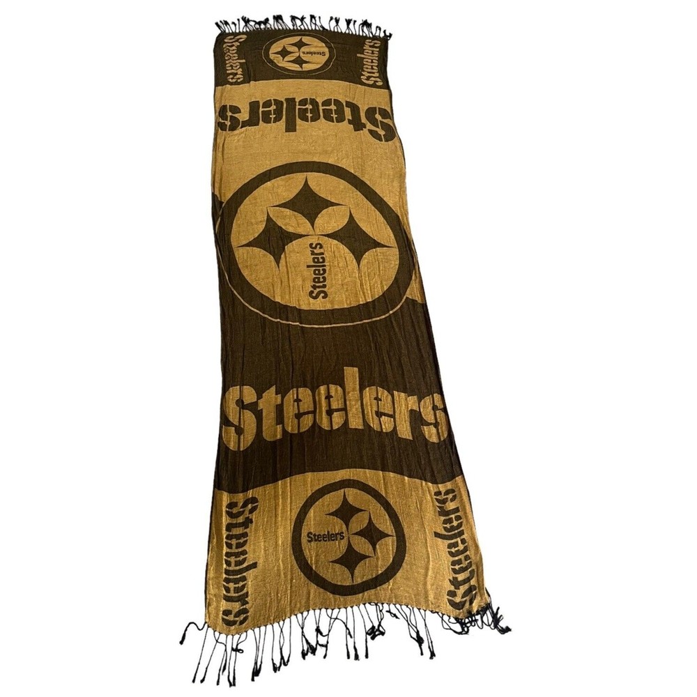 Pittsburgh Steelers Pashmina Scarf Knit Winter Neck Double Sided Big Team Logo